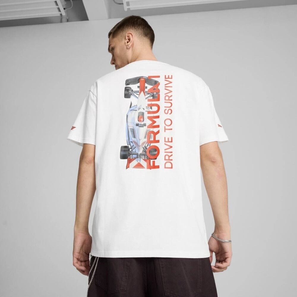 PUMA 2025 Formula 1 Men's Size Large DTS Relaxed T-shirt White NWT SKU 030